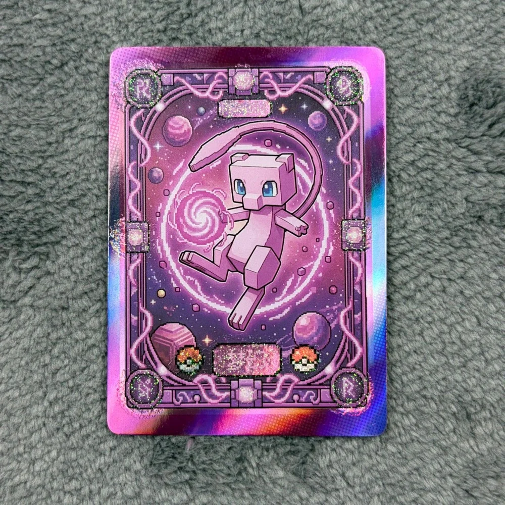 Chinese Mengka 2.0 Pokemon Mew Mewtwo Pixel Mecha Fan Art Holographic Card Set